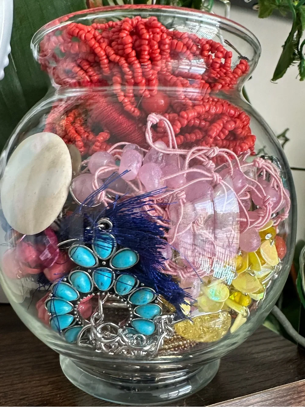 Colorful Jewelry Jar Boho Indian Style Earrings Bracelets Necklaces Rings Beads